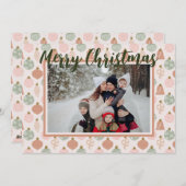 ピンクセージボホオーナメント写真テンプレートカード シーズンカード (正面/裏面)