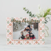 ピンクセージボホオーナメント写真テンプレートカード シーズンカード (スタンド正面)