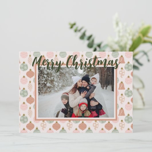 ピンクセージボホオーナメント写真テンプレートカード シーズンカード (スタンド正面)