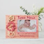 ピンクセーターベビー告知GreetiIngカード 案内状 (スタンド正面)