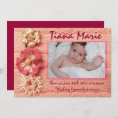 ピンクセーターベビー告知GreetiIngカード 案内状 (正面/裏面)