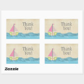 ピンクセーリングボートありがとうラベルシール 長方形シール (シート)