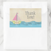 ピンクセーリングボートありがとうラベルシール 長方形シール (バッグ)