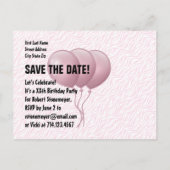 ピンクゼブラとバルーン任意の年誕生日B03M 案内ポストカード (裏面)