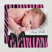 ピンクゼブラの出産のお知らせ 案内状 (正面/裏面)