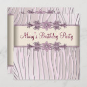 ピンクゼブラウーマンズバースデーパーティー 招待状 (正面/裏面)