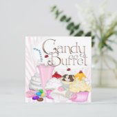 ピンクゼブラキャンディビュッフェパーティー 招待状 (スタンド正面)
