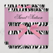 ピンクゼブラスウィート16誕生日パーティー 招待状 (正面/裏面)