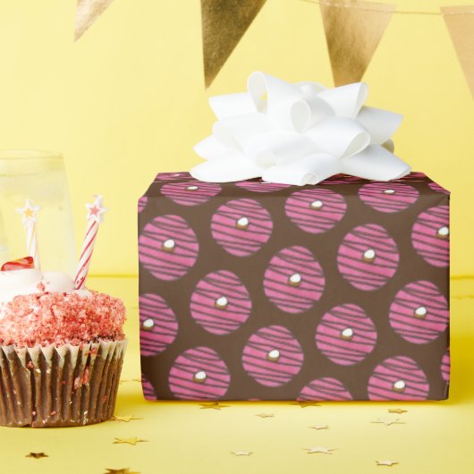 ピンクゼブラストライプドーナツドーナツドーナツジャンクフード ラッピングペーパー (誕生日パーティー)