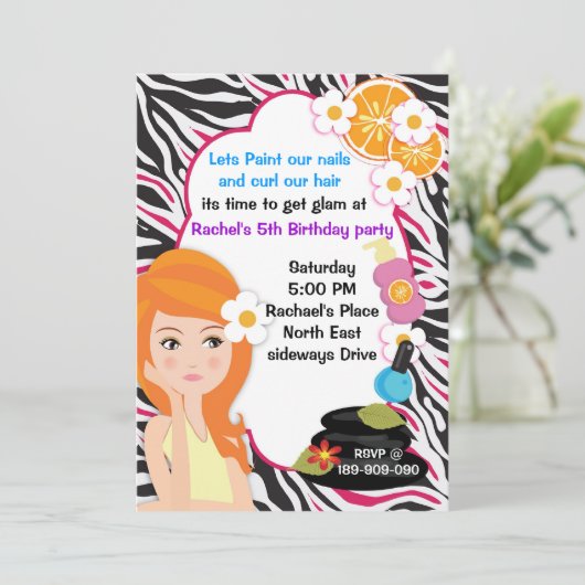 ピンクゼブラスパパーティの招待状 招待状 (スタンド正面)