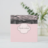 ピンクゼブラディバベビーガールシャワー 招待状 (スタンド正面)