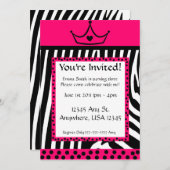 ピンクゼブラディバ誕生日 招待状 (正面/裏面)