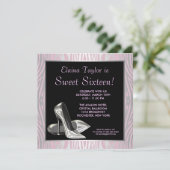 ピンクゼブラハイヒールズスウィート16パーティー 招待状 (スタンド正面)