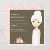 ピンクゼブラパターンスパブライダルシャワー 招待状 (正面/裏面)