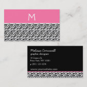 ピンクゼブラパターンモノグラム 名刺 (正面/裏面)