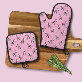 ピンクゼブラパターン 鍋つかみ&鍋敷きセット