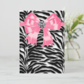 ピンクゼブラパーティの招待状テンプレート 招待状 (スタンド正面)