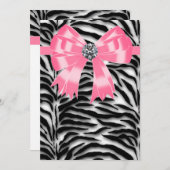 ピンクゼブラパーティの招待状テンプレート 招待状 (正面/裏面)