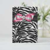 ピンクゼブラパーティの招待状RSVP 招待状 (スタンド正面)