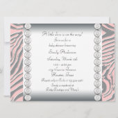 ピンクゼブラピンクゼブラベビーガールシャワー 招待状 (裏面)