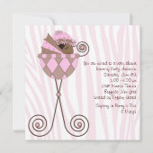 ピンクゼブラピンクブラウンベビーガールシャワー 招待状 (裏面)