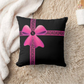 ピンクゼブラピンクリボンモノグラム クッション (ブランケット)