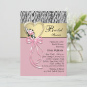 ピンクゼブラブラック金ゴールドゼブラブライダルシャワー 招待状 (スタンド正面)