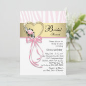 ピンクゼブラブラック金ゴールドゼブラブライダルシャワー 招待状 (スタンド正面)