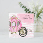 ピンクゼブラプリンセスバースデーパーティ招待状 招待状 (スタンド正面)