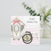 ピンクゼブラプリンセスバースデーパーティ招待状 招待状 (スタンド正面)