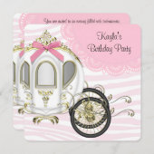 ピンクゼブラプリンセス誕生日パーティー 招待状 (正面/裏面)