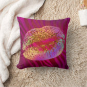 ピンクゼブラプリントレインボーグリッターリップキスカスタム クッション (ブランケット)