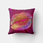 ピンクゼブラプリントレインボーグリッターリップキスカスタム クッション (裏面)