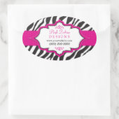 ピンクゼブラリボンのプロモーションシール 楕円形シール (バッグ)