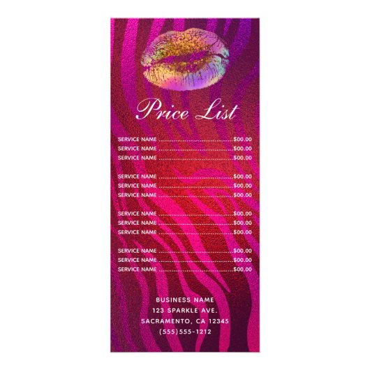 ピンクゼブラレインボー金ゴールドグリッターリップ価格表 ラックカード (正面)