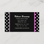 ピンクゼブラ印刷ハート&水玉模様名刺 名刺 (裏面)