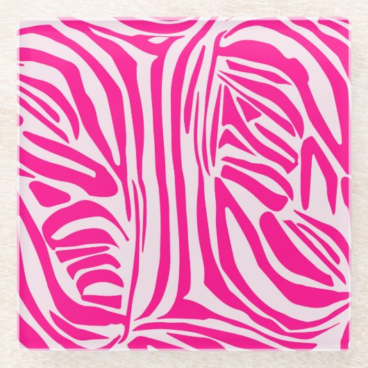 ピンクゼブラ印刷 ガラスコースター (正面)