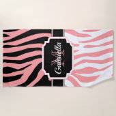 ピンクゼブラ印刷 ビーチタオル (正面)