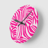 ピンクゼブラ印刷 ラウンド壁時計 (傾斜)