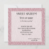 ピンクゼブラ印刷Sweet sixteen 招待状 (裏面)