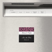 ピンクゼブラ日付の結婚V05を保存 マグネット (インサイチュ (食洗機))