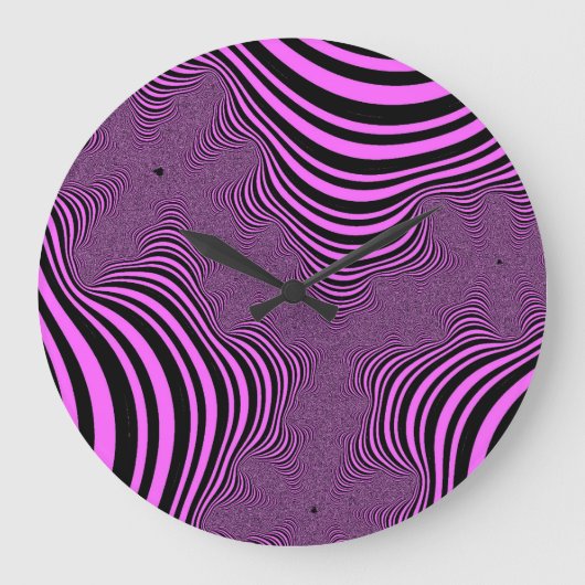 ピンクゼブラ縞 ラージ壁時計 (正面)