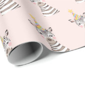 ピンクゼブラ誕生日パーティーギフトラッピング紙 ラッピングペーパー (ロールコーナー)