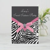 ピンクゼブラ誕生日パーティー 招待状 (スタンド正面)