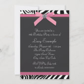 ピンクゼブラ誕生日パーティー 招待状 (裏面)