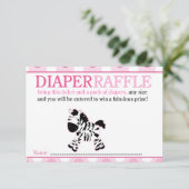 ピンクゼブラ赤ちゃんシャワーおむつラッフルカード 招待状 (スタンド正面)
