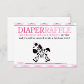 ピンクゼブラ赤ちゃんシャワーおむつラッフルカード 招待状 (正面/裏面)