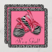 ピンクゼブラ赤ちゃんシャワー 招待状 (正面/裏面)