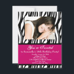 ピンクゼブラ18th誕生日パーティー 招待状<br><div class="desc">ピンクのゼブラカスタムスワールの写真招待状素晴らし、18歳の誕生日または任意の年！おカスタマイズ名前、写真、年齢、パーティー情報を含む動物の招待状。黒すごいと白のゼブラ縞のホットピンク。</div>