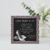 ピンクゼブラ21歳の誕生日パーティの招待状 招待状 (スタンド正面)